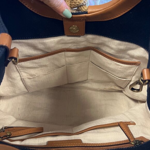 Michael Kors Isla Ring Canvas Shoulder Tote Bag Admiral Blue Purse - Picture 8 of 11